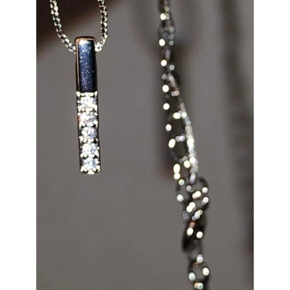 Penta Crystal Bar Charm Necklace Rose Gold  Adjustable Chain Women's Jewelry - Picture 6 of 9